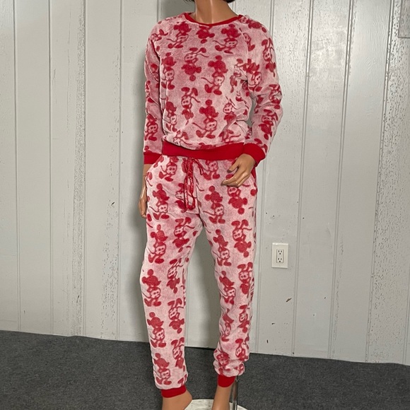 Disney Mickey Mouse Red 2- Pieces Flece Jogger Sz Small - Picture 10 of 12